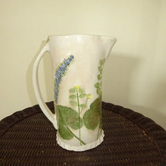 Large Pitcher with Leaves and Flowers