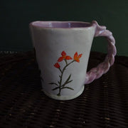 Soft Violet Mug with Flowers