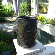 Planter/Vase with Textures in Smoky Greens