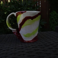 Crazy Striped Mug in Lime, Red and White