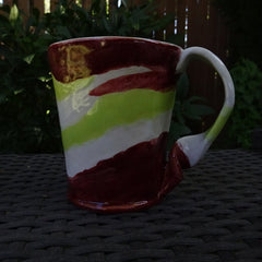 Crazy Striped Mug in Lime, Red and White