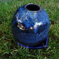 Deep Blue Round Vase/Planter with saucer