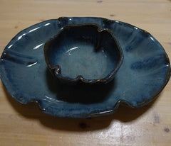 Deep Blue Gray Platter and Bowl Set