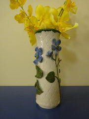 Pretty Blue Flowered Bud Vase
