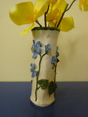 Pretty Blue Flowered Bud Vase