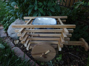 Blue and White Planter in Fun Wooden Cart