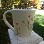 Pale Mug with Impressed Rosy Flowers