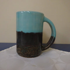 Large Turquoise and Chocolate Mug